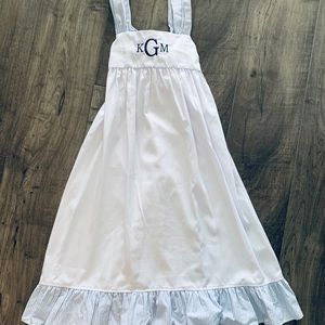 Girls Shrimp & Grits Kids White & Blue Dress, XL